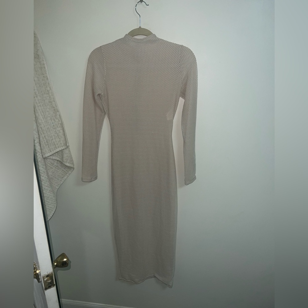 Naked wardrobe a real catch midi long sleeve mesh net dress sz L